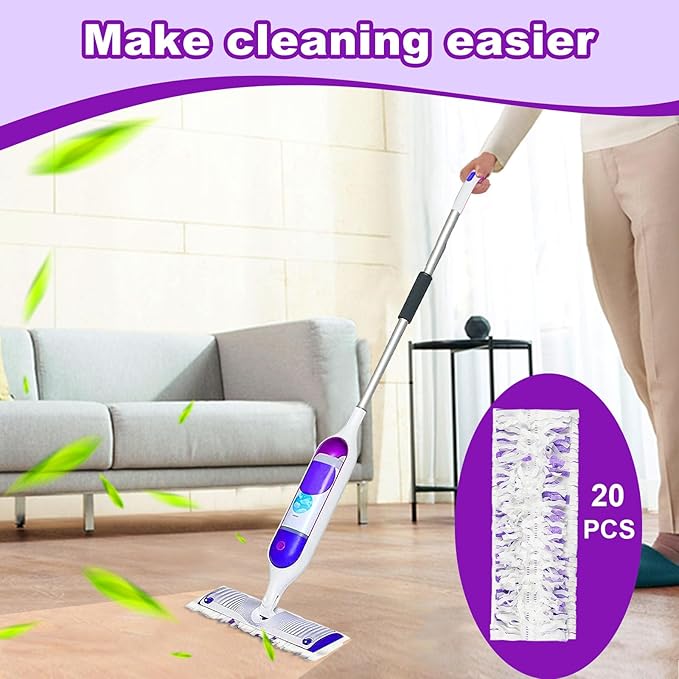 Pure Realm 20 Count Disposable Power mop Pads Compatible with Swiffer Power mop Refills and PowerMop Wood Mop, Multi-Surface swiffer Wet Pads Refills Replacement Use for Floor Cleaning