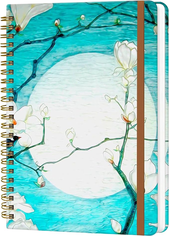 Spiral Journal Notebook for Women, Hardcover A5 College Ruled Notebook, 120 Pages, Thick Paper, Cute Lined Journal for School, Office & Work, 6 x 8.4 in(Cherry Blossom)
