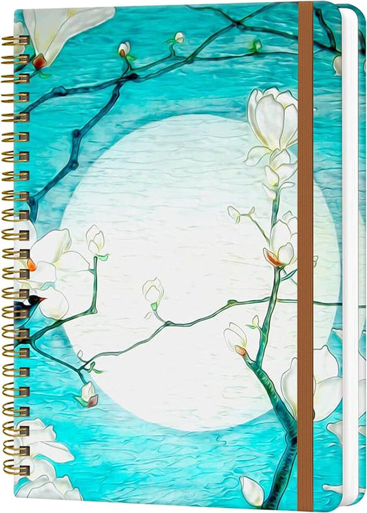 Spiral Journal Notebook for Women, Hardcover A5 College Ruled Notebook, 120 Pages, Thick Paper, Cute Lined Journal for School, Office & Work, 6 x 8.4 in(Cherry Blossom)