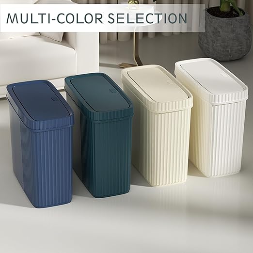 UUJOLY Small Bathroom Trash Can Wastebasket Plastic Garbage Can Container Basket Trash Bin for Kitchens Bathrooms, Laundry Room, Offices, Kids Rooms, Dorms, Bluish Green, 2.4 Gallon