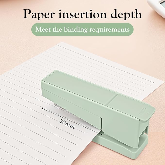 Swing-Arm Swivel Stapler - 20 Sheets Capacity, 360 Degree Rotate Desk Stapler with 100 Staples - Non-Slip Office Stapler, Green