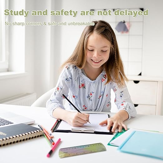 4 PCS Flexible Ruler Bendable Ruler,with Centimeters and Inches,Gradient Color Flexible Rulers,Suitable for Students,Schools (Color)