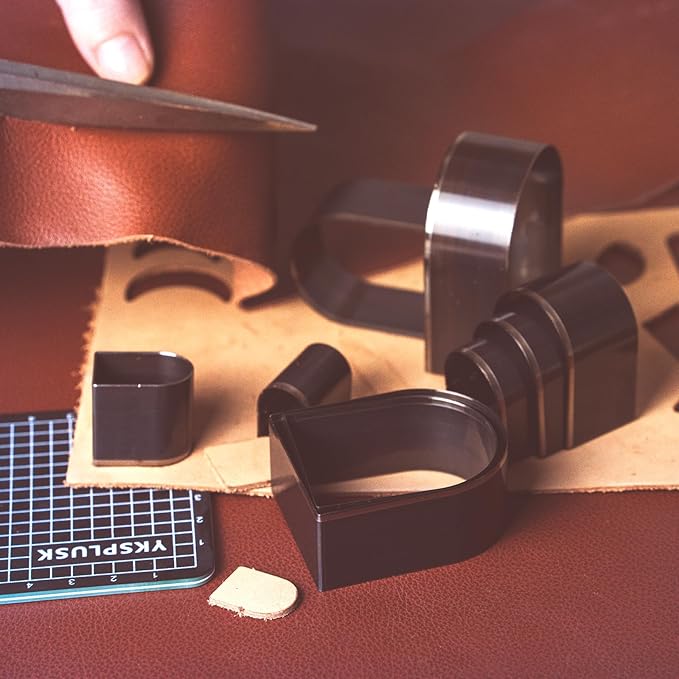 Leather Hole Cutter Tools Set, 9 Pieces Horseshoe Shape Punch Tools 20 25 30 35 40 45 50 55 60mm, High Carbon Steel Leather Cutting Dies - Leather Hole Punch Tool Kit for DIY Leathercrafts