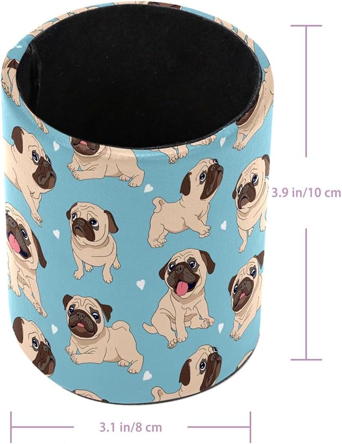 Pen Holder, Pugs Puppies Dog Pencil Holder for Desk Makeup Organizer Multifunctional Office Supplies for Home,Kids and School