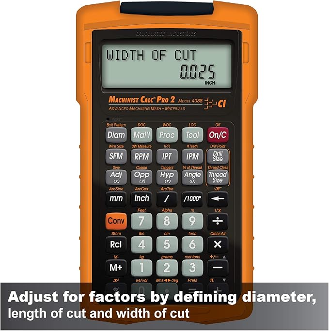 Calculated Industries 4088 Machinist Calc Pro 2 Advanced Machining Calculator | Speeds and Feeds, DOC, LOC and WOC for Materials and Tool settings | Machinists, Setters, Tool & Die Makers, Shop Owners