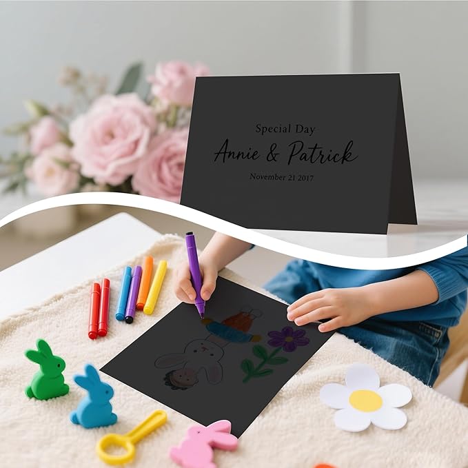 160 Sheets Cardstock Paper 8.5 x 11 Premium Weight 200gsm Black Card Stock Paper for Printing, Crafts, Invitations | Smooth Printer Cardstock Paper | Bulk Construction Paper DIY & Professional Use