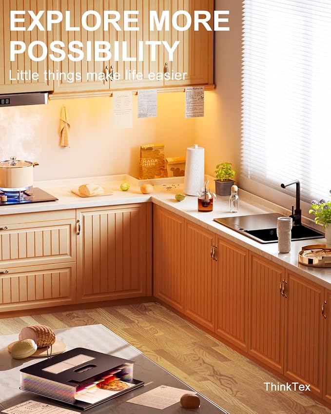 ThinkTex Expanding File Folder 12 Pockets Accordion File Organizer/Portable Expandable Plastic Filing Box, Accordion Bill/Paper/Document/Receipt Organizer Folders with Colored Tabs(A4/Letter Size)