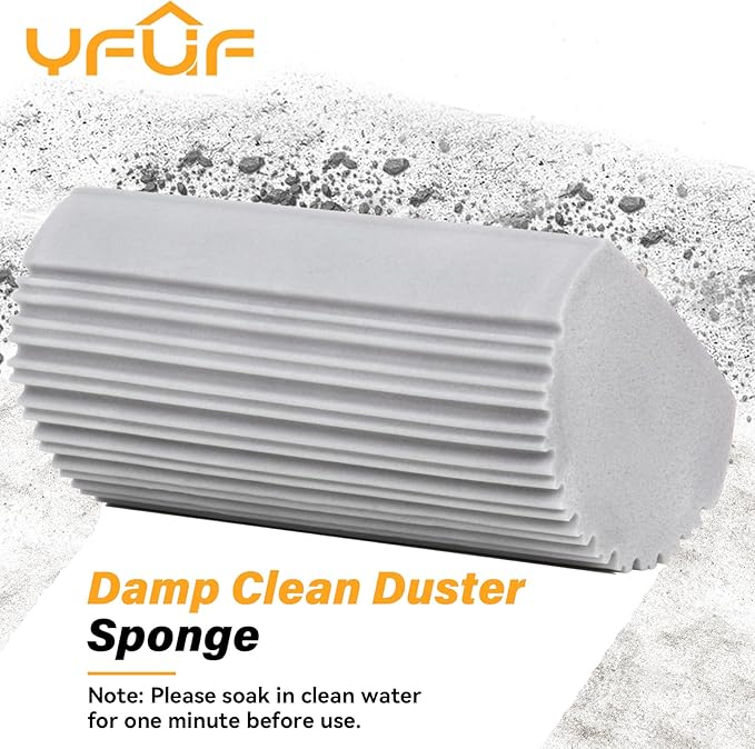 2-Pack Damp Clean Duster Sponge, Magic Sponge Eraser Baseboard Cleaner Tool, Dusters for Cleaning Blinds, Glass, Vents, Railings, Mirrors,Window Track Grooves and Faucets