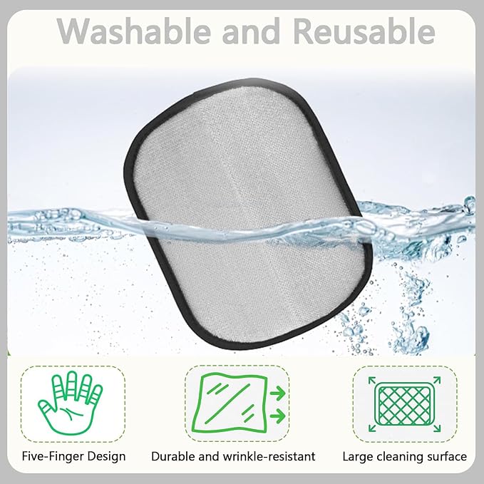 Glirops 2-Pack Electrostatic Pet Hair Remover Gloves - Reusable Dog & Cat Hair Removal Brush for Furniture,Car Interiors,Bedding and Clothing