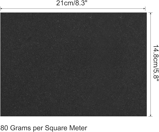 MECCANIXITY 25 Sheets Colored Copy Paper 8.3 x 5.8 Inch Printer Paper 80gsm Black for Office Printing, Document Copying, Invitations, Forms, Art Projects