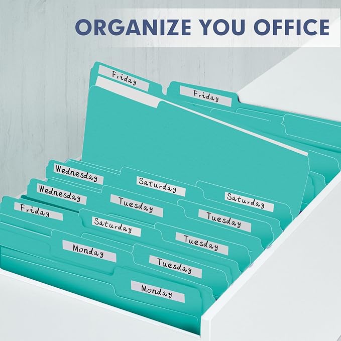 File Folder, PANDRI 120 Pack File Folder, 1/3 Cut Tab, Letter Size, Filing Folder for Office School Business, Aqua