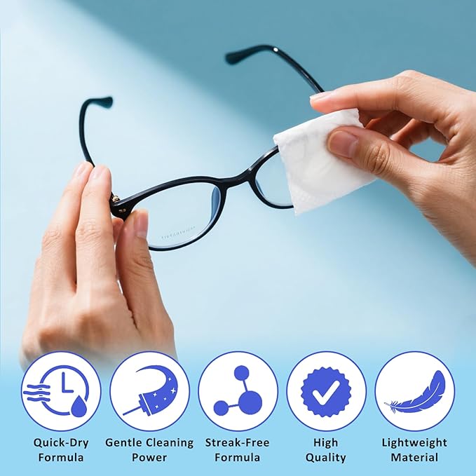 Eye Glasses Cleaner Wipes,Lens Wipes for Glasses/Sunglasses/Eyeglasses,Cleaning Wipes,Lens Wipes Individually Wrapped,Safe for All Lens Surfaces(500PCS)