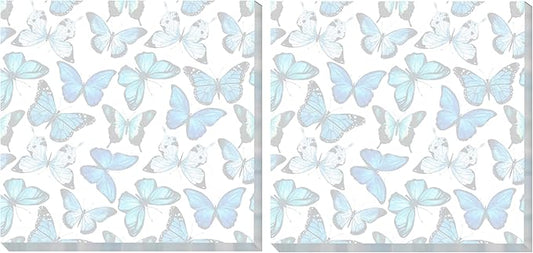 2 Pack Sticky Notes 3x3 Inches, Bright Cute Strong Sticking Power, Easy to Post for Home, Office, 80sheets/Pads, Blue Butterfly