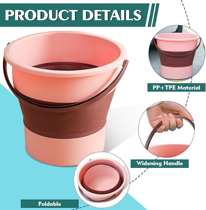 Collapsible Bucket 3PCS 1.3 Gallon/5L Small Plastic Household Cleaning Mop Buckets Foldable Water Bucket for Car Wash Fishing Camping Beach (3PCS)