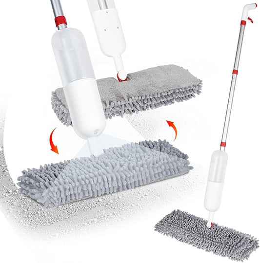 Mop for Floor Cleaning - 2-in-1 Double-Sided Microfiber Spray Mop with Flip Design, 3 Reusable Pads, for Laminate, Ceramic, Tile, Vinyl - Home & Commercial Use