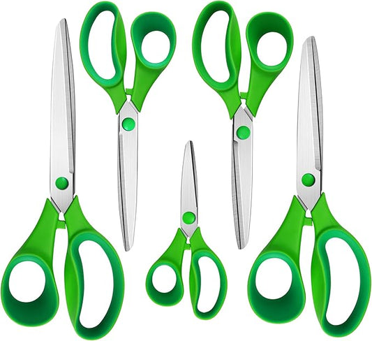 All Purpose Heavy Duty Scissors, Sharp Stainless Steel Blades, Comfort Grip Handles, Multipurpose for School, Home, Office, Art, Craft, Sewing, Tailor - 5 Pack