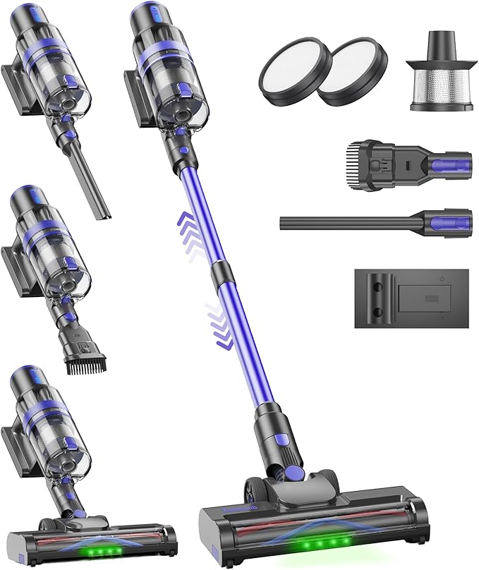 XenonLab Cordless Vacuum Cleaner, 45KPA Stick Vacuum Cleaners for Home, 6-in-1 Rechargeable Lightweight Vacuum, Up to 35Mins Runtime, with Powerful Suction for Carpets, Pet Hair, Hardwood Floors