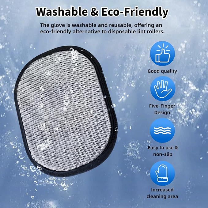 Ganayi Pet Hair Removal Glove for Cats & Dogs, Reusable Magic Brush for Pet Hair, Upgraded Five-Finger Electrostatic Pet Hair Removal Tool for Laundry, Couch, Carpet, Car Seat