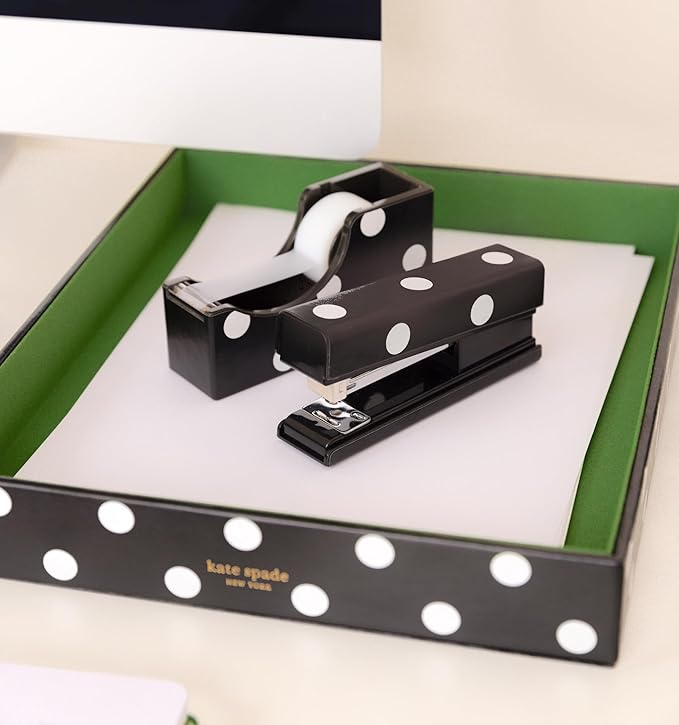 Kate Spade New York Black Stapler, Cute Stapler for Office or Home, Decorative Desk Accessory, Picture Dot