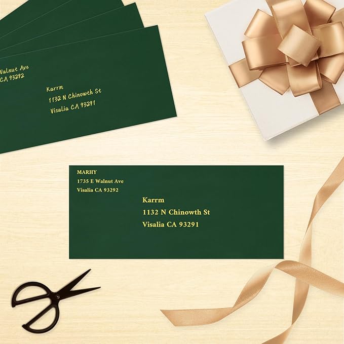 100 Pack #10 Business Envelopes, Dark Green Standard Envelopes Self Seal, Letter Size Mailing Envelopes for Checks Letters Invoices Statements Christmas Birthday Graduation Wedding, 4 1/8 x 9 1/2 Inch