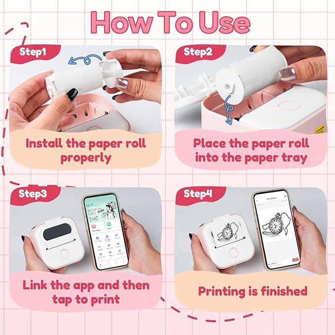 Sticker Printer Machine, Print Pods Mini Maker with 1 Roll Paper, Mini Portable Sticker Maker Y02C, Bluetooth Inkless for Phone, Thermal Portable Machine for Journal, Note, Photos, Learning