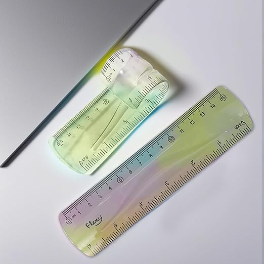 4 PCS Flexible Ruler Bendable Ruler,with Centimeters and Inches,Gradient Color Flexible Rulers,Suitable for Students,Schools (Color)