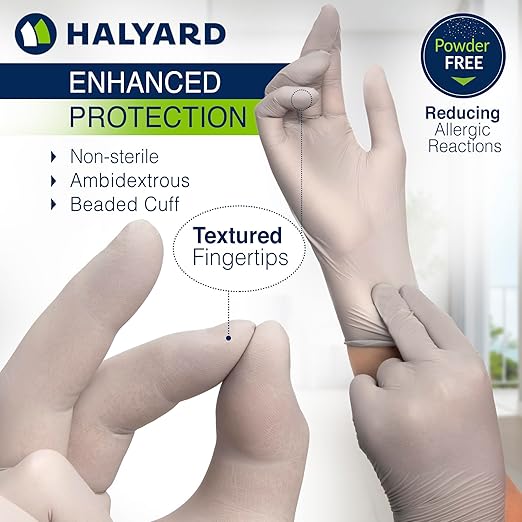HALYARD Sterling SG Nitrile Powder-Free Exam Gloves, 3.7 mil, 9.5 Inches, Gray, Small, 41658 (Box of 250)