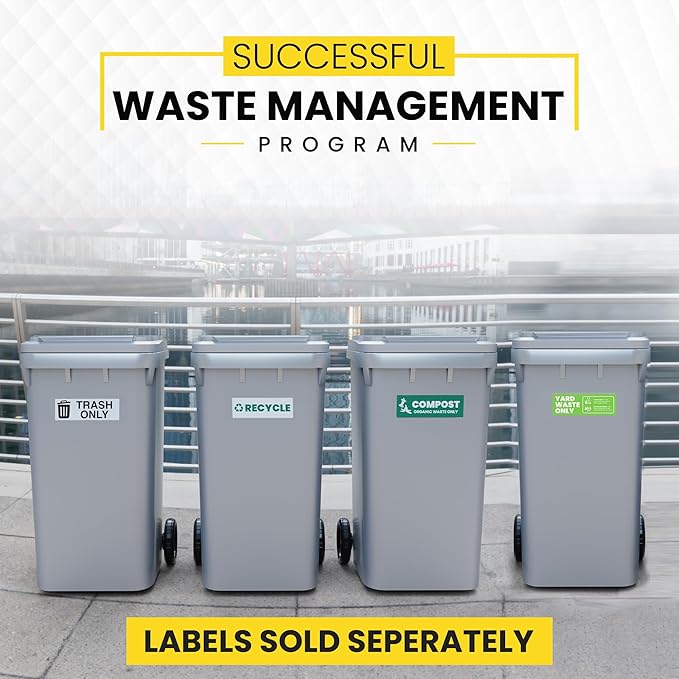Trash Sticker for Outdoor Trash Can, Garbage Can - 3-5 Year Indoor/Outdoor Rated - Heavy Duty, Weather Proof, Ultra Durable - USA Made (6x2 inch), 4 Labels