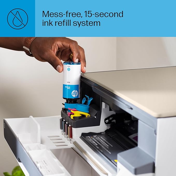 HP Smart Tank 5103 Wireless All-in-One Ink Tank Printer, Scanner, Copier with 2 Years of Ink and 100 Sheets of Photo Paper Included, Best-for-Home, Refillable, AI-Enabled (5D1B2A)