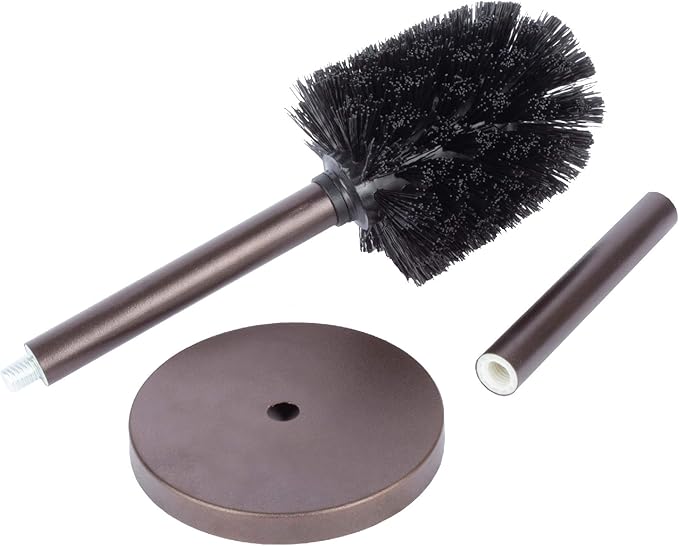 JS Jackson Supplies Sleek Toilet Brush and Holder with Metal Handle - Bronze