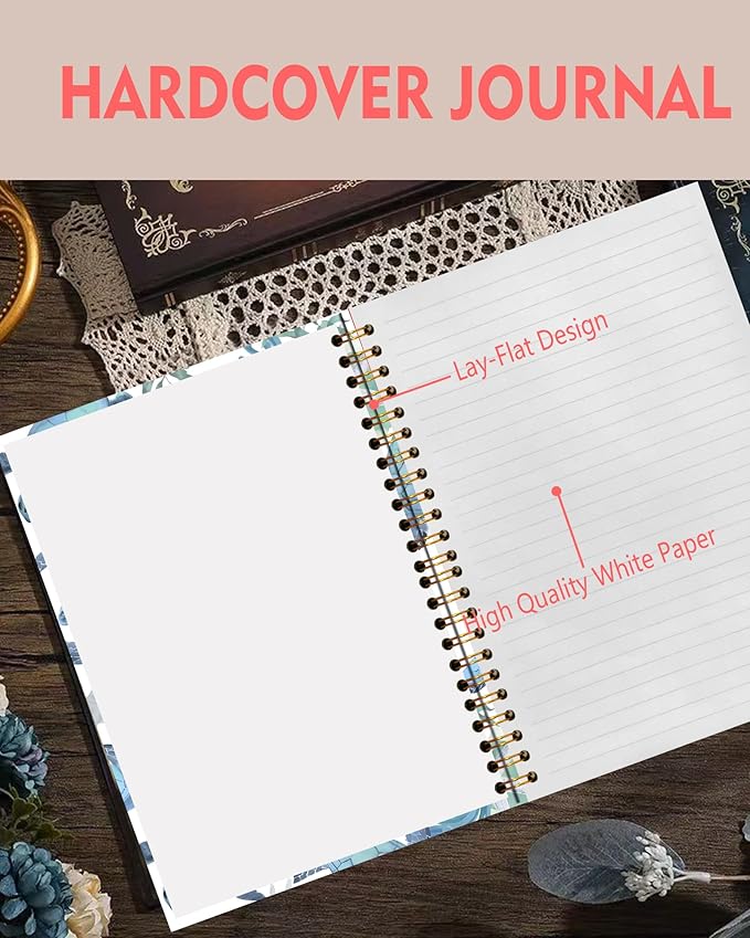 Spiral Notebook A5, Hardcover Journal for Women, 120 Pages Thick College Ruled Paper, Perfect for Office, School, or Home Use(Turtles and Starfish)