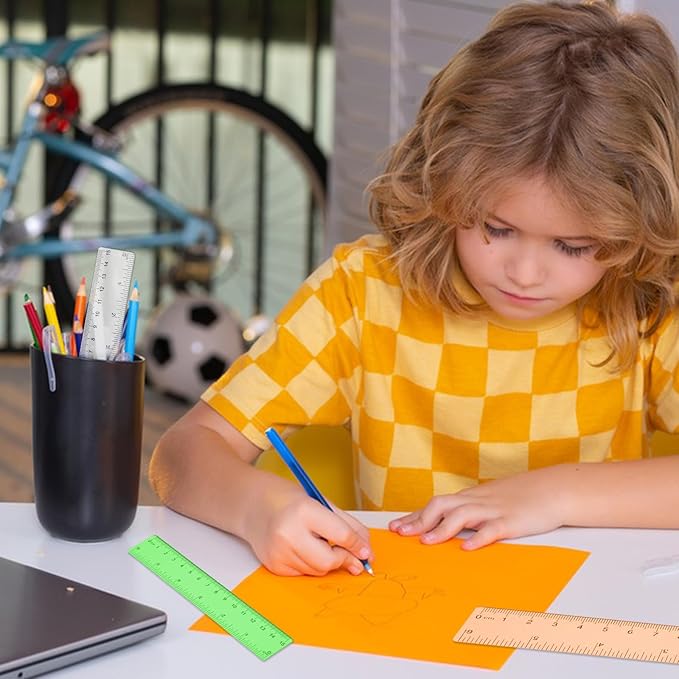 10 Pack Plastic Ruler 6 Inch 5 Assorted Color Small Plastic Ruler Straight Edge Ruler Flexible Ruler Measuring Tool Rulers Bulk for Kids School Office Classroom