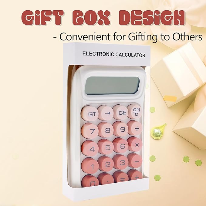 Mechanical Switch Calculator, 10 Digits, Large LCD Display, Purple, Big Buttons, Aesthetic