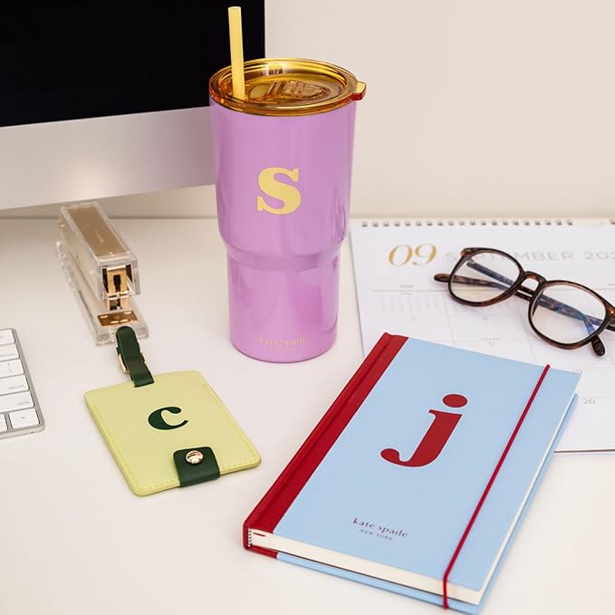 kate spade new york Just Mine Notebook Journal, Monogram Cloth Hardcover Journal, 8.25" x 5.25", Diary Includes 168 Lined Pages, (J)