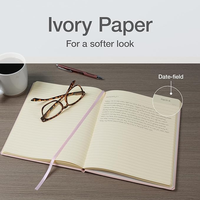 Oxford Journal, Lined Writing Notebook, Writer's Journal, Classic Notebook for School or Office, 192 Pages, 7.5" x 9.5", Hardcover, Blush (75503)