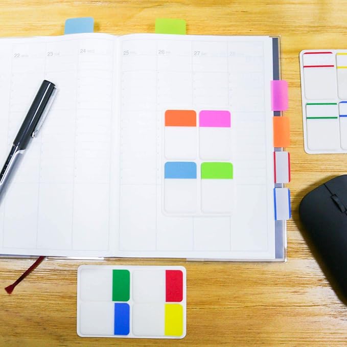 KICNIC Sticky Tabs 1 Inch, 480pcs Book Tabs, Colored Page Markers Self Adhesive, Repositionable Note Tabs for Documents, Books, Paper, Notebooks, Filing and Folders [24 Sets, 10 Colors]