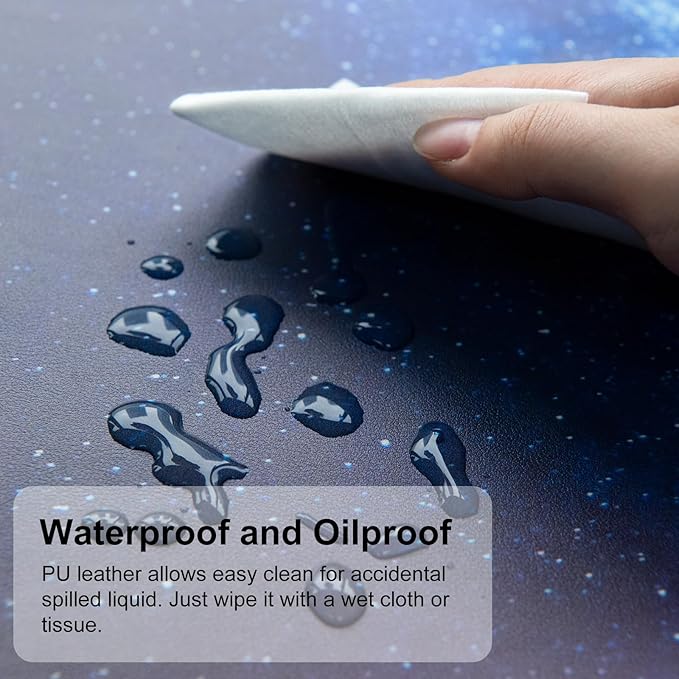QIYI Large Desk Pad, Milky Way Mouse Pad Desktop Decor, Waterproof PU Leather Desk Cover Protector, Desk Accessories for Office Home Work Writing Gaming 31.5" x 15.7" - Blue Galaxy