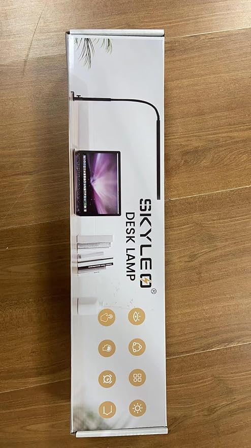 SKYLEO Led Desk Lamp - 33.5" Desk Light - Flexible Gooseneck - 5 Color Modes X 11 Brightness Levels - 1300LM - Timmer & Memory Function - 12W Clip on Light - White