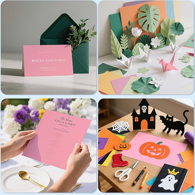 160 Sheets Cardstock Paper 8.5 x 11 Heavyweight Weight 200gsm Pink Card Stock Paper Printing, Crafts, Invitations | Smooth Printer Cardstock Paper | Bulk Construction Paper DIY & Professional Use