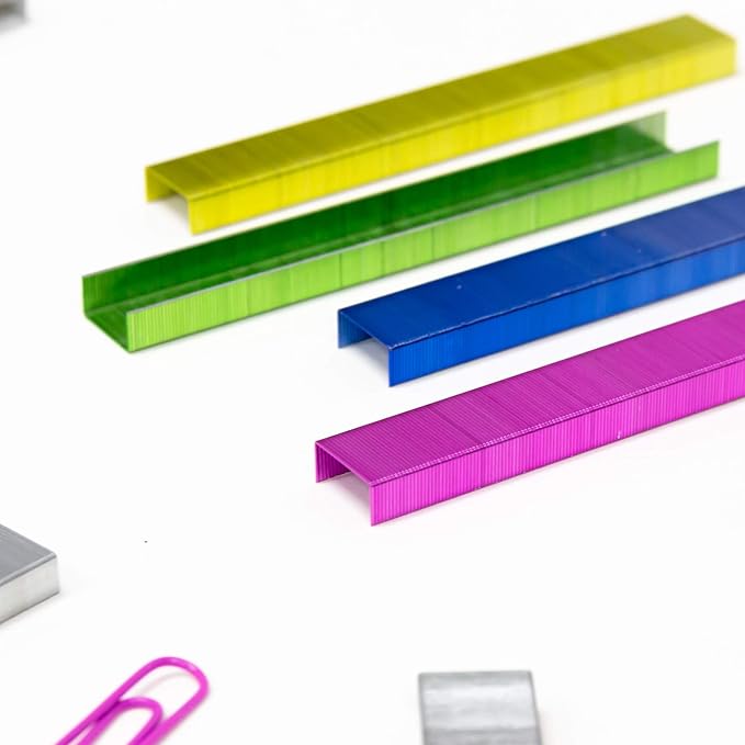 BAZIC Staples Standard (26/6) Metallic Color 3000/Pack, Stapler Refill Standard Size Staple, Assorted Colors, 2-Packs