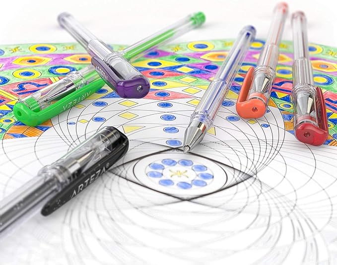 ARTEZA Gel Pens, Set of 60 – Fine Point Colored Ink Pens for Journaling, Adult Coloring, Note-Taking & Decorative Writing, Variety of Finishes