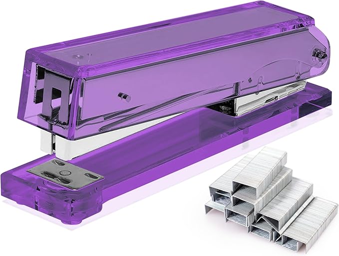 OfficeGoods Acrylic Stapler – Aesthetic & Durable Purple Desk Staple for Modern Office – Stylish & Compact Office Supplies for Women & Men