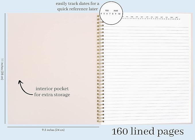 Kate Spade New York Large College Ruled Notebook, 11" x 9.5" Spiral Notebook with 160 Pages