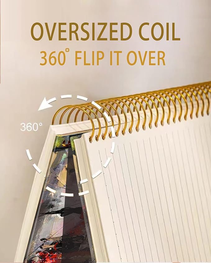 iampanda Spiral Journal Notebook,Strong Twin-Wire Binding with Premium Paper for Girl Women,60 Sheets A5 College Ruled Notebook/Journal,Perfect for School Office Home Gifts,Paris Street Art Painting