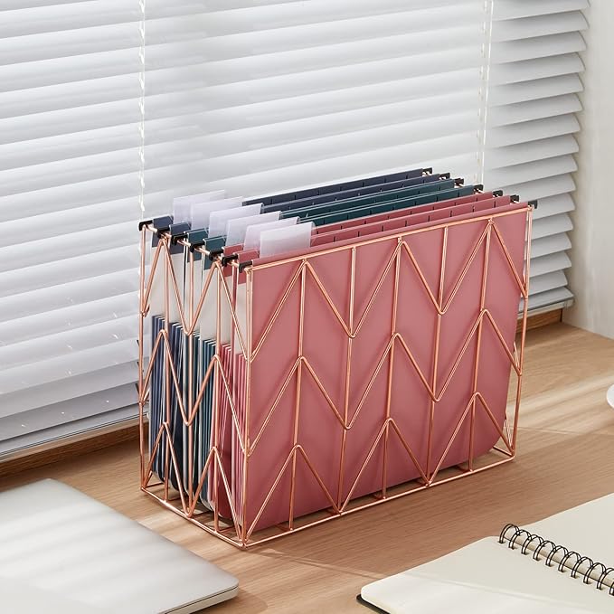 Y YOMA Letter Size - 6 Pack Extra Capacity Hanging File Folders Accordion Decorative Reinforced File Folder Cute Colored Expandable Folder for Office Home with 1/5-Cut Adjustable Tabs, Warm Color