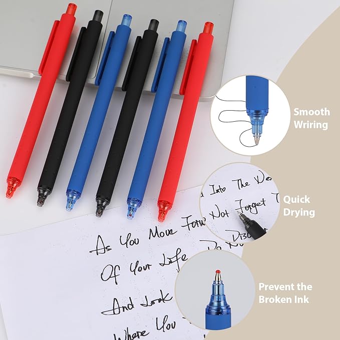 WY WENYUAN Pens Bulk, 30-Pack Black & Red & Blue Ballpoint Pens (1.0mm Medium Point) - Smooth Writing No-Smear Click-Type Bulk Pens for School,Corporate,Journals