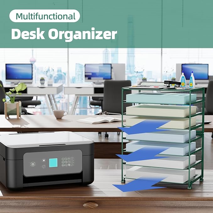 Simple Trending 2 Pack 8 Tier Letter Tray Paper - Mesh Desk File Organizer for Office School Desktop, Green