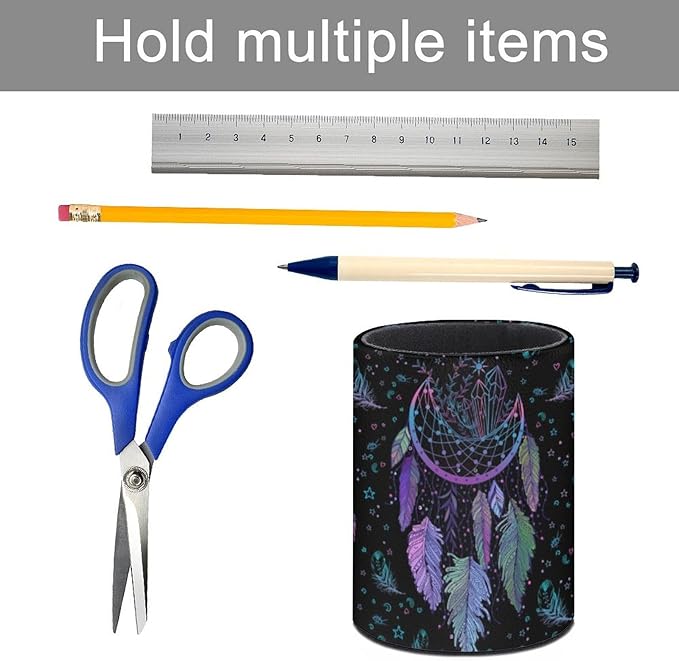Dreamcatcher Pen Holder Pencil Organizer Cute Pencil Cup Desk Decor Makeup Brush Holder PU Multifunctional Office Suppliesfor Home Classroom School