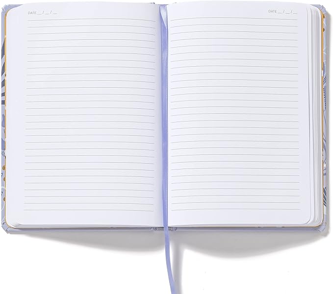 High Note Garden Bee Non-Dated Journal Notebook, 6" x 8.5" Lined Floral Notebook with Foil Accents, 183 Pages, Elastic Band and Ribbon Bookmark