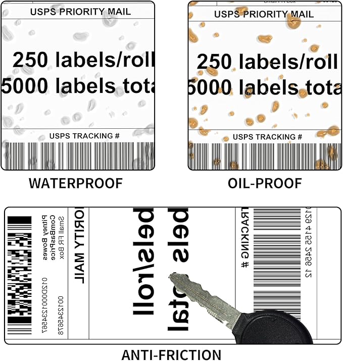 FungLam 4"X6" Thermal Shipping Labels, 5000 Labels, 20 Rolls, Compatible with Rollo, Munbyn, iDPRT Thermal Printers